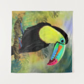 Exotisches tropisches Toco Tapestry Toucan Bird Ma Wandteppich (Vorderseite (Horizontal))
