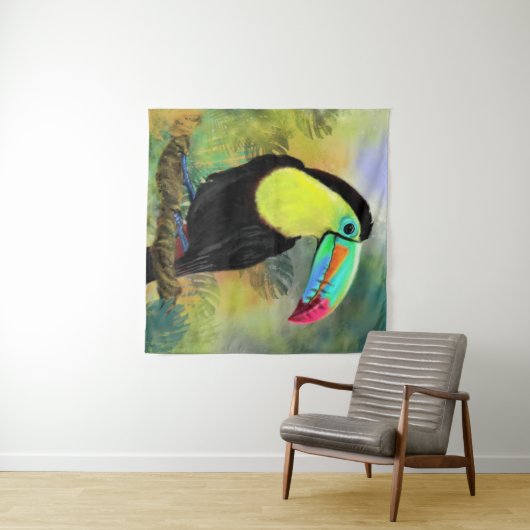 Exotisches tropisches Toco Tapestry Toucan Bird Ma Wandteppich (Beispiel (Horizontal))