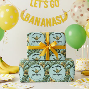 Exotisches Türkis Los geht's Bananen Alles Gute zu Geschenkpapier
