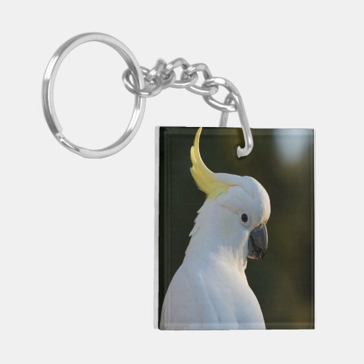 Exotisches Weißes Kakadu Schlüsselanhänger (Vorderseite links)