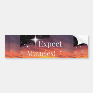 Expect Miracles Sparkle Sunset Inspirational Quote Autoaufkleber