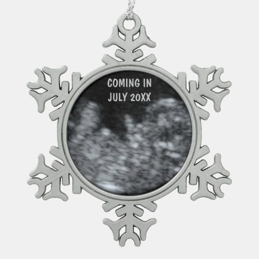 Expectant Baby Christmas Keepake Schneeflocken Zinn-Ornament (Vorderseite)