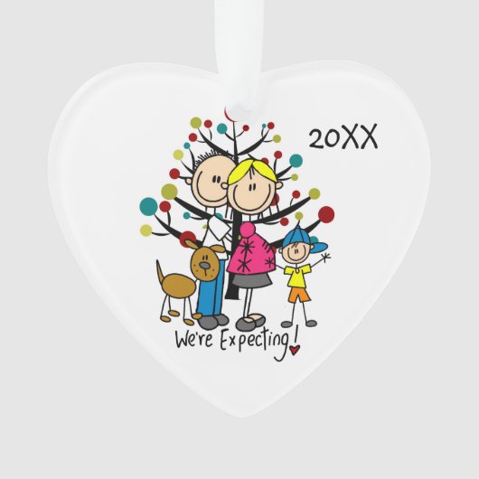 Expectant Couple, Boy and Dog Acrylic Ornament (Vorderseite)
