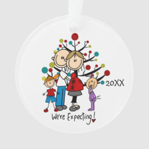 Expectant Couple, Boy, Girl Christmas Ornament