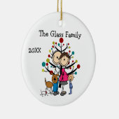 Expectant Couple Boy Two Dogs Keramik Ornament (Rechts)