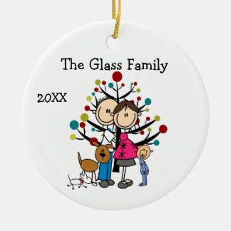 Expectant Couple Boy Two Dogs Keramik Ornament