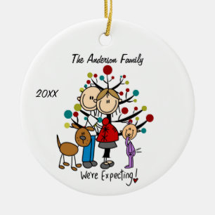 Expectant Couple mit Kleinkind Girl /Hund Ornament