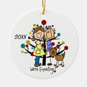 Expectant Couple Two Mama Hunde Holiday Ornament
