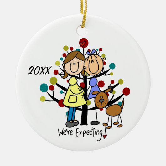 Expectant Couple Two Mama Hunde Holiday Ornament (Vorne)