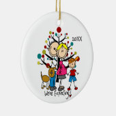 Expectant Couple with Boy and Dog Family Ornament (Rechts)