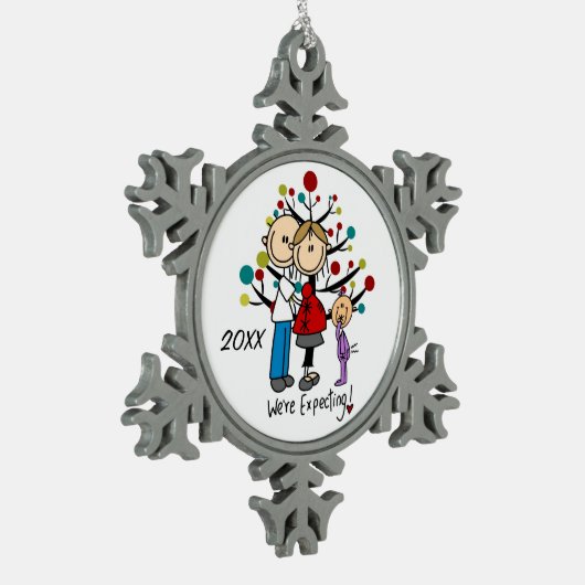 Expectant Couple with Girl Snowflake Ornament (Links)