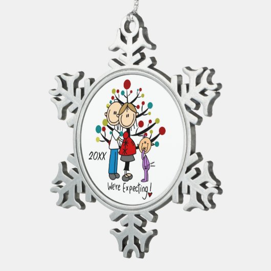 Expectant Couple with Girl Snowflake Ornament (Rechts)