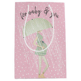 Expectant Mama mit Umbrella auf Polka Dots Mittlere Geschenktüte