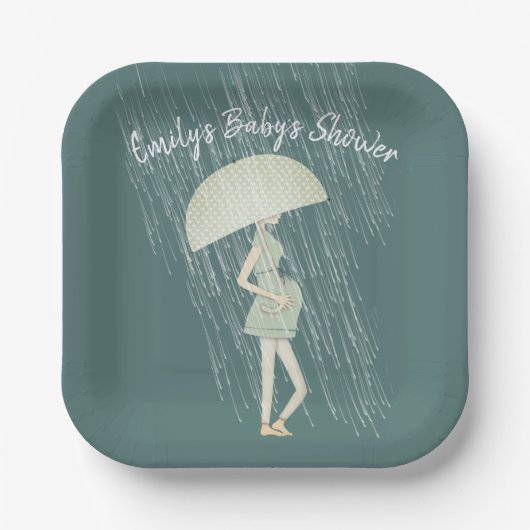 Expectant Mama mit Umbrella Pappteller (Vorderseite)