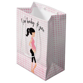 Expectant Mother on Pink Gingham Mittlere Geschenktüte