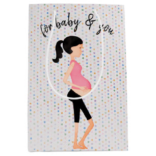 Expectant Mother on Polka Dots Mittlere Geschenktüte
