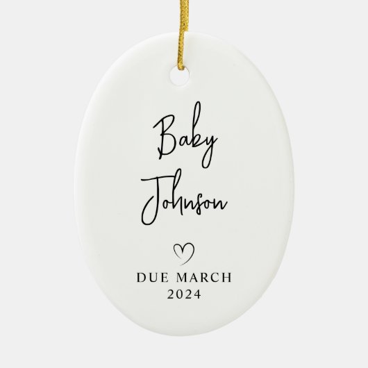 Expectant Parents Foto Baby Due 2024 Keramik Ornament (Vorne)