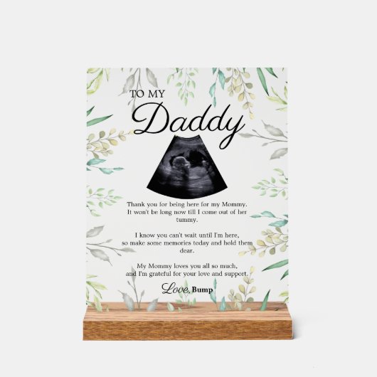 Expectant Vater Bump Gedicht Acrylschild (Vorderseite)