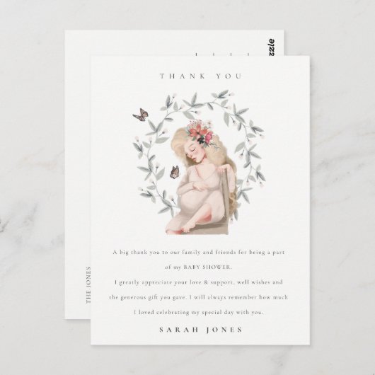 Expectant women Foliage Baby Shooter Vielen Dank Postkarte (Vorne/Hinten)
