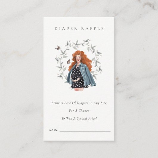 Expectant Women Foliage Diaper Raffle Baby Dusche Begleitkarte (Vorderseite)