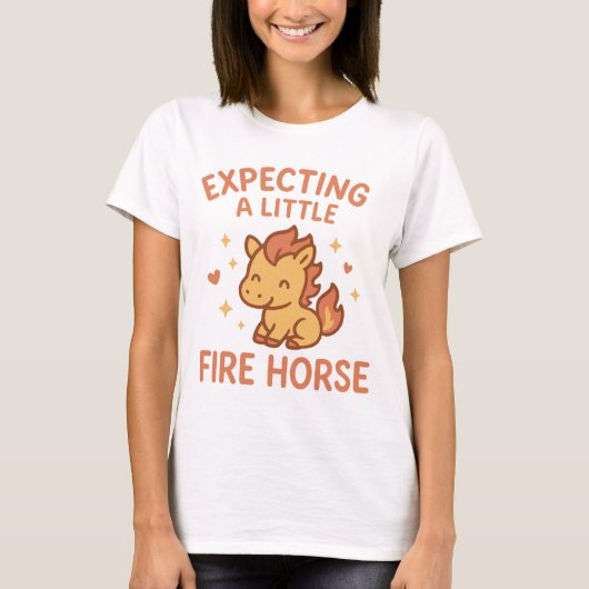 Expecting A Little Fire Horse Cute Maternity T-Shirt (Vorderseite)