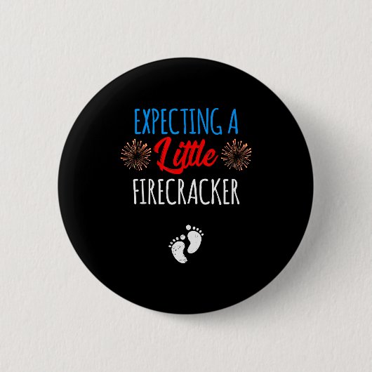 Expecting A Little Firecracker New Mom 4th Of July Button (Vorderseite)