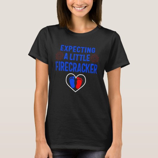 Expecting Little Firecracker Baby 4th of July Preg T-Shirt (Vorderseite)