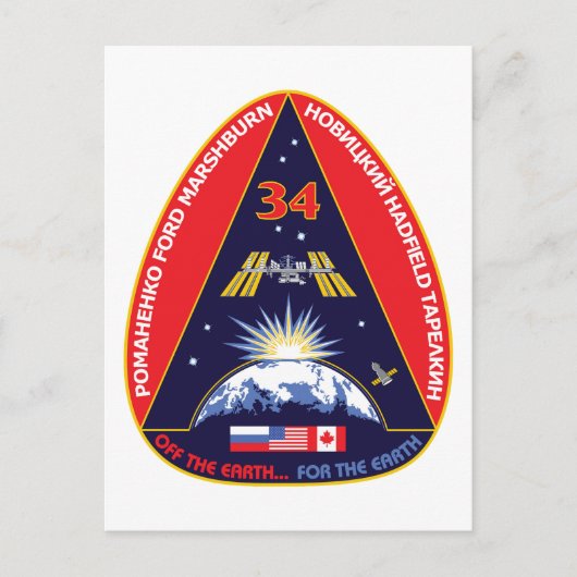 Expedition Crews: Expedition 34 Flight Patch Postkarte (Vorderseite)