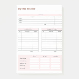 Expense Tracker Post-It Notes Klebezettel