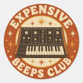 Expensive Beeps Club – Lustiger Synth Nerd Runder Aufkleber