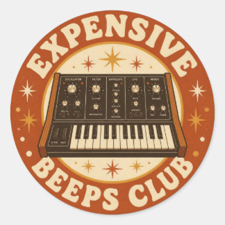 Expensive Beeps Club – Lustiger Synth Nerd Runder Aufkleber