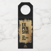 EXPENSIVE Text Gold Foil auf schwarz Flaschenanhänger (Vorderseite)