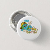 Expensive Vibe – Cool Retro Earth Character Design Button (Vorne & Hinten)