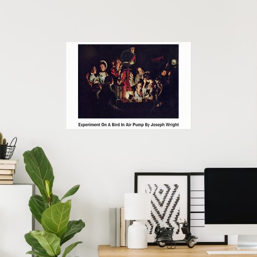 Experiment eines Vogels in einer Luftpumpe von Jos Poster (Heimbüro)