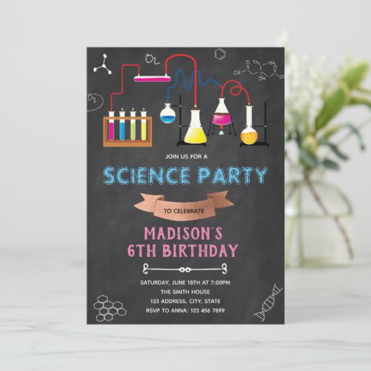 Experiment MAD WISSENSCHAFT GEBURTSTAG EINLADUNG (Stehend Vorderseite)