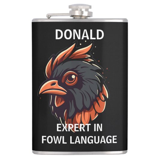 Experte für die Sprache der Vögel, Rooster's Head. Flachmann (Vorderseite)