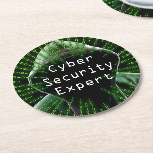 Experten für Cybersicherheit Runder Pappuntersetzer (Angewinkelt)