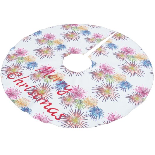 Explodieren von Fireworks Thunder_Cove Polyester Weihnachtsbaumdecke (Schrägansicht)