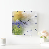 Explodierende Bluebonnet-Blume Quadratische Wanduhr (Zuhause)