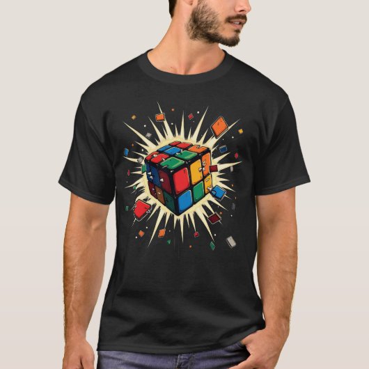 Explodierende Cube Speed Cubing Puzzle Master T-Shirt (Vorderseite)