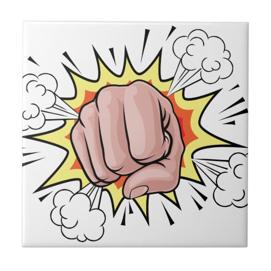 Explodierende Faust-Illustration Fliese (Vorderseite)