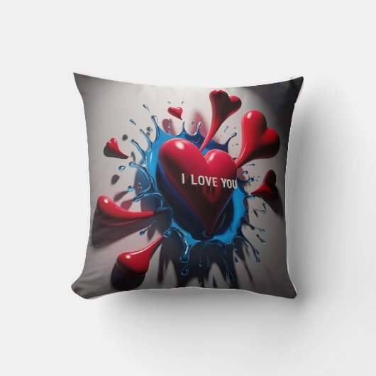 Explodierende Herzen und Tränen: 3D-Emotionaler Au Kissen (Vorderseite)
