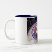 Explodierende kosmische Blase Zweifarbige Tasse (Links)