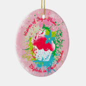 Explodierende Kuchenzuckerpflaumen Weihnachtsschmu Keramikornament (Rechts)