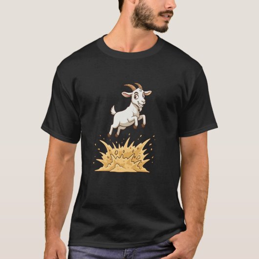 Explodierende springende Ziege Cartoon lustiger Fa T-Shirt (Vorderseite)