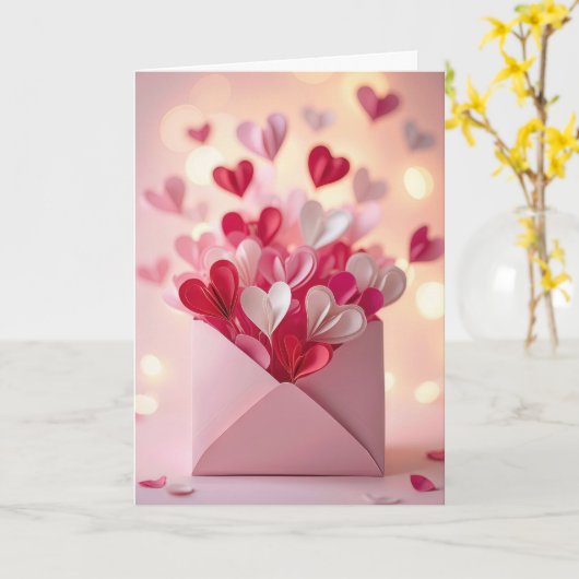 Explodierende Valentinpapierherzen Karte (Gelbe Blume)