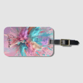 Explodierender Abstrakt rosa türkisfarbener Lilac Gepäckanhänger (Vorderseite (Horizontal))