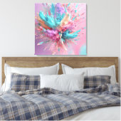 Explodierender Abstrakt rosa türkisfarbener Lilac Leinwanddruck (Insitu (Schlafzimmer))