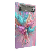 Explodierender Abstrakt rosa türkisfarbener Lilac Mini Klemmbrett (Schrägansicht)