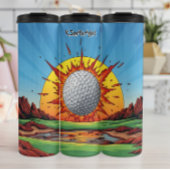 Explodierender Golf Ball Sunset Thermosbecher